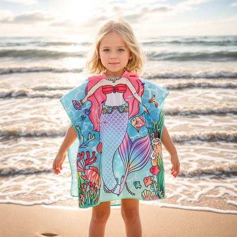 Hooded Beach Towel Cape for Kids