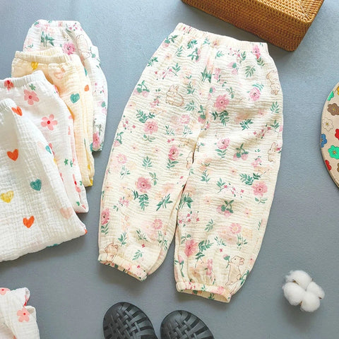 Kids' Cotton Muslin Bamboo Summer Pants – Lightweight and Breathable Bloomers
