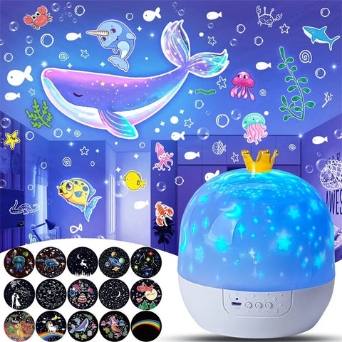 Crown Star Light Music Projection Lamp - Perfect Gift for Kids Room!