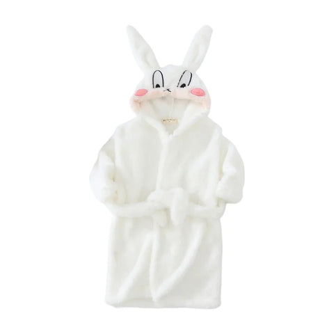 Kids Hooded Bathrobe – Cartoon Rabbit Flannel Robe for Boys & Girls