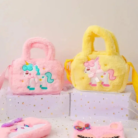 Kids Embroidery Unicorn Plush Crossbody Purse