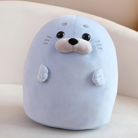 Cute Seal Plush Stuffed Animal – Kawaii Round Pillow Cushion Soft Toy