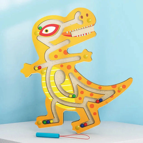 Wooden Educational Magnetic Maze Toy for Kids - Montessori Pen & Bead Game