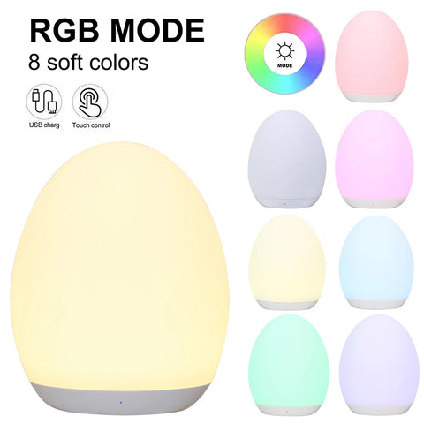 Egg Shape Night Light - RGB Pat Light for Kids & Baby Feeding