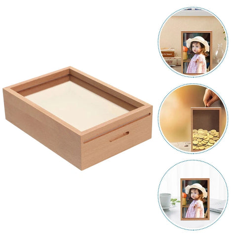 Clear Slot Cube Photo Frame Piggy Bank – Multi-purpose Acrylic Money Box