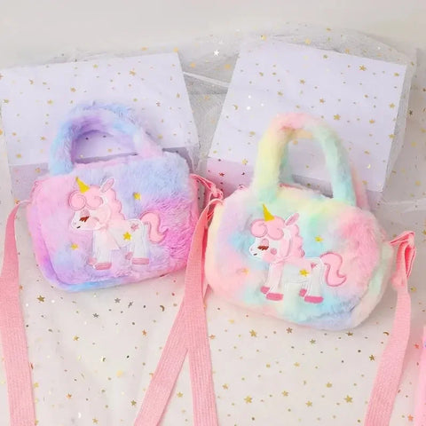 Kids Embroidery Unicorn Plush Crossbody Purse