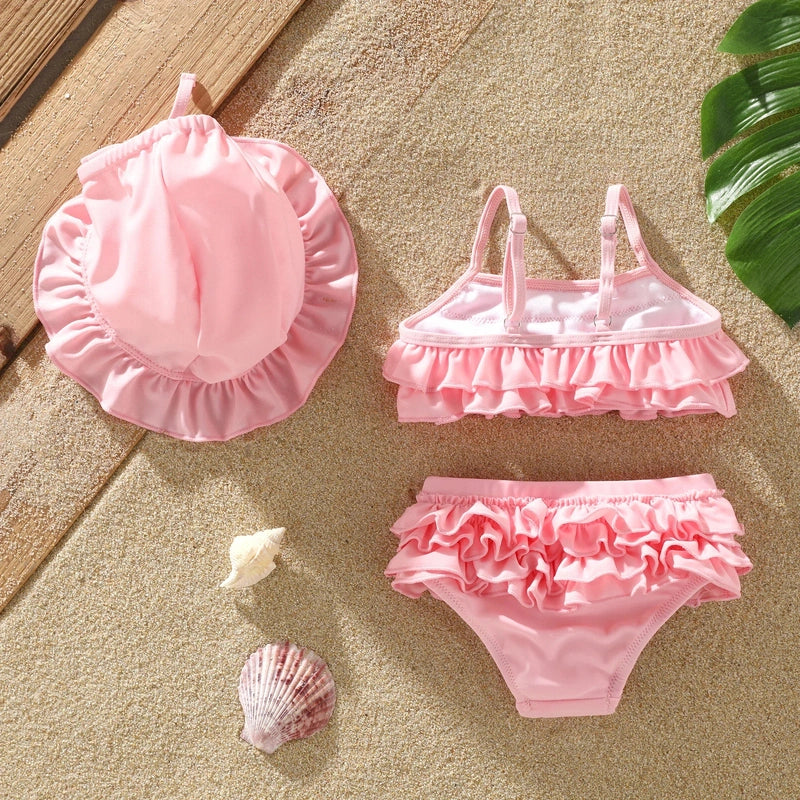 Adorable Ruffle Swimsuit Set – Comfortable & Sun-Safe Fun! Teeny Pandas