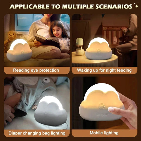Cute Cloud Night Light – Mini USB Rechargeable LED Night Lamp for Kids