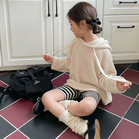 Solid Cotton Shorts for Girls – Baby Striped Leggings & Toddler Ribbed Shorts