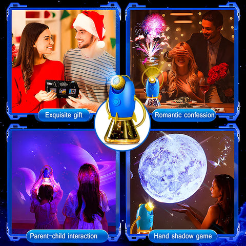 Rocket Galaxy Night Light Projector - 360° Rotate Starry Sky Night Lamp