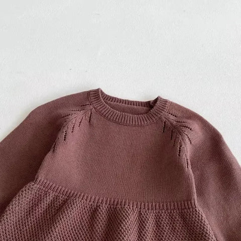 Kids Long Sleeve A-Line Knitted Dress – Girl Fashion Sweater Dress
