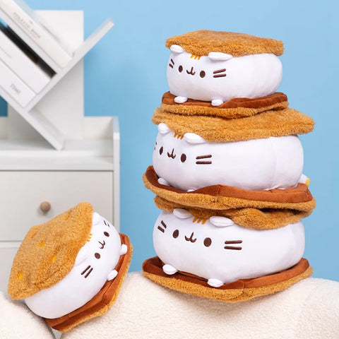 Cute Chocolate Cookie Sandwich Fat Cat Plush Toy – Biscuit Cat Throw Pillow