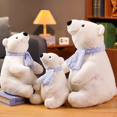 Cute Polar Bear Plush Toy – Soft Stuffed Animal with Scarf
