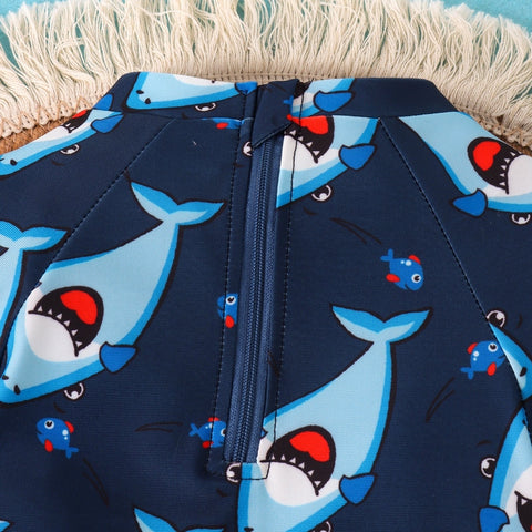 Cute Baby Shark Print Jumpsuit Swimsuit