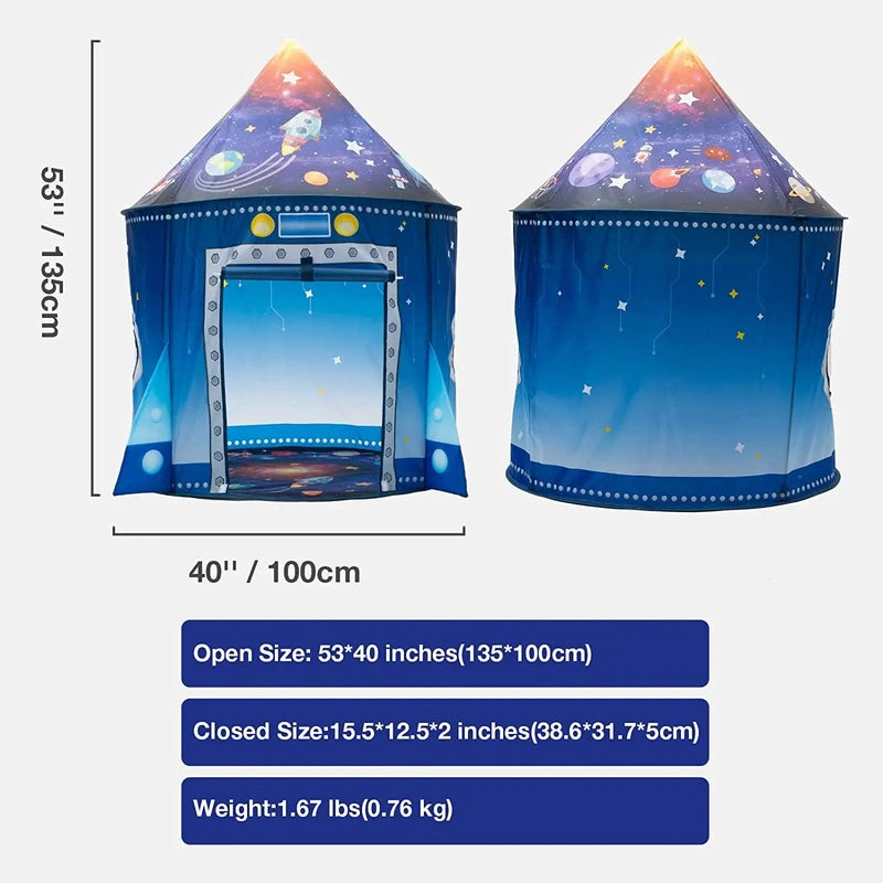 Rocket Ship Kids Tent – Pop-Up Space Adventure Playhouse for Boys & Girls Teeny Pandas