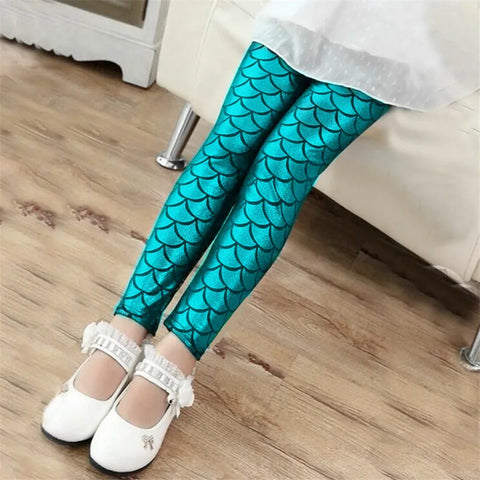 Girls' Colorful Fish Scale Leggings – Stylish Spring & Summer Tights