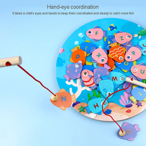 Montessori Wooden Magnetic Fishing Toy – Alphabet & Numeric Educational Game