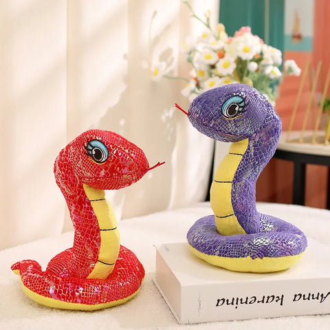Simulated Sequin Fabric Plush Snake – Multicolour Soft Toy