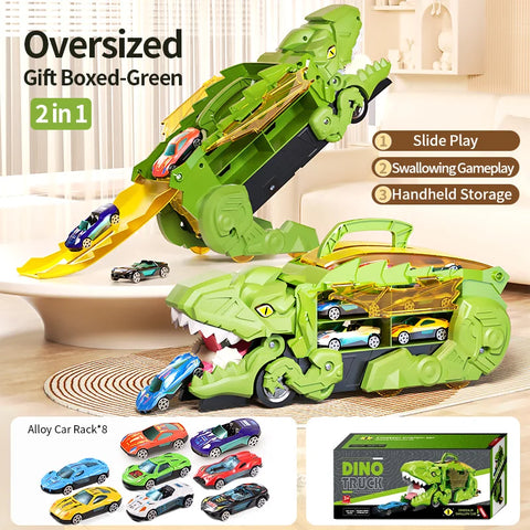 Oversized Dinosaur Swallowing Car Track