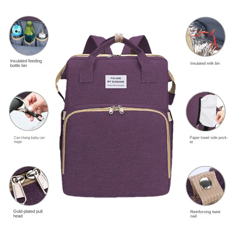 Multifunctional Nappy Backpack with Portable Crib – Convenience Meets Comfort for Parents on the Go Teeny Pandas