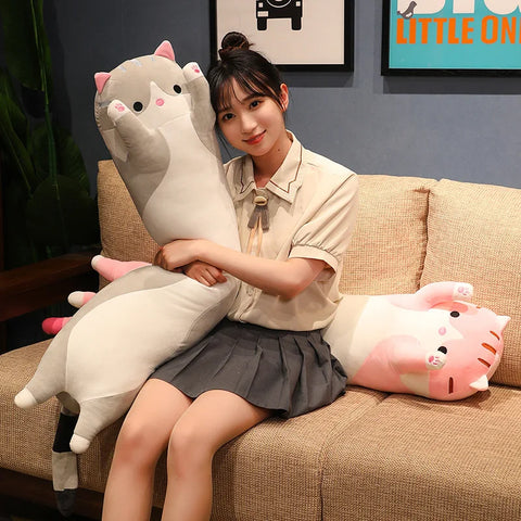 Long Cat Plush Toy – Soft Stuffed Pillow for Office Nap & Home Decor