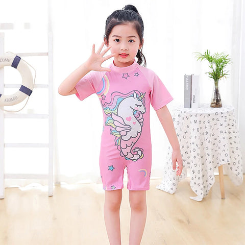 Short Sleeve One-piece Swimsuit for Girls and Boys