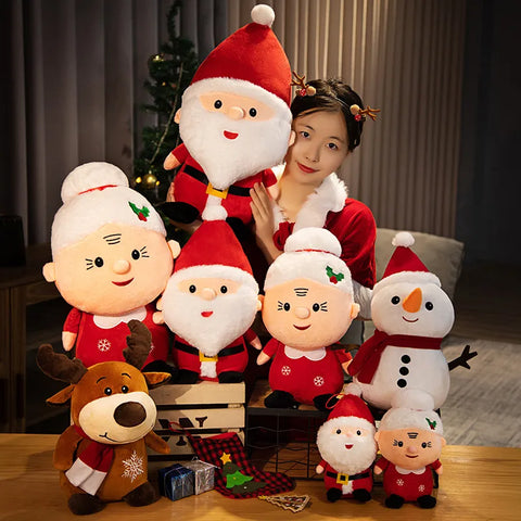 Cute Santa Claus, Snowman, and Elk Plush Toys – Soft Christmas Decor for Kids