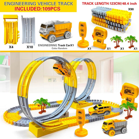 Electric Car Track Set - With Multi-Action Design! Teeny Pandas