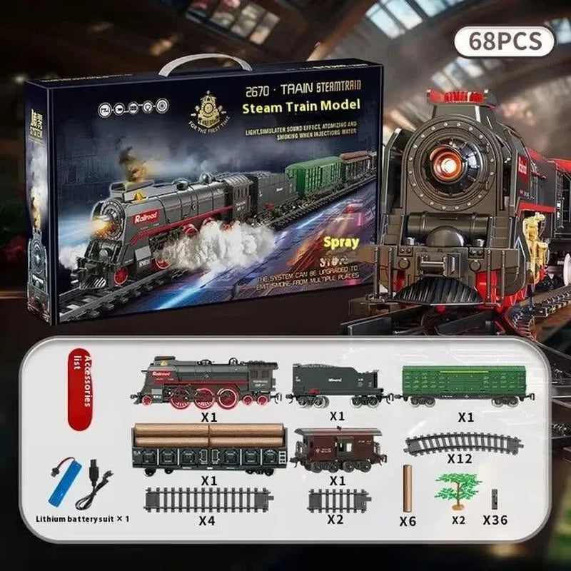 Retro Steam Train Track Toy Set - product detail view 7