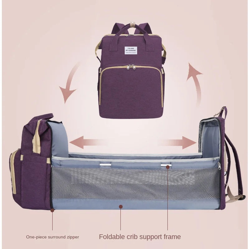 Multifunctional Nappy Backpack with Portable Crib – Convenience Meets Comfort for Parents on the Go Teeny Pandas