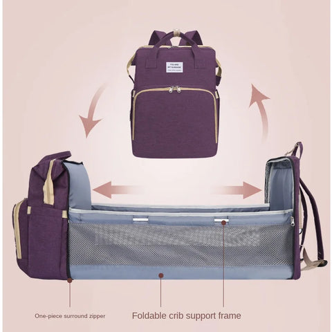 Multifunctional Nappy Backpack with Portable Crib – Convenience Meets Comfort for Parents on the Go Teeny Pandas