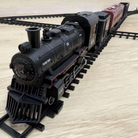 Classic Electric Train Set for Kids with Realistic Sounds, Steam, and Lights