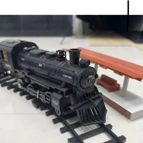 Classic Electric Train Set for Kids with Realistic Sounds, Steam, and Lights