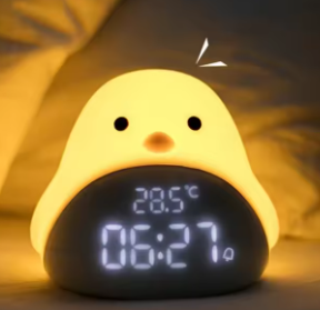 Bird Night Light Alarm Clock - Cute Silicone LED Bedside Lamp for Kids