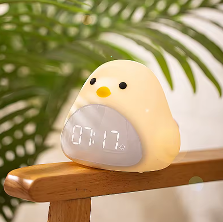 Bird Night Light Alarm Clock - Cute Silicone LED Bedside Lamp for Kids