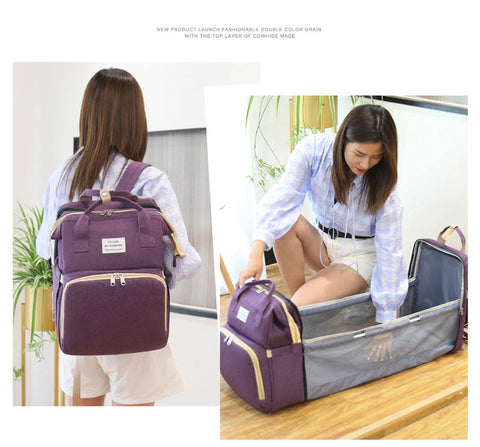 Multifunctional Nappy Backpack with Portable Crib – Convenience Meets Comfort for Parents on the Go Teeny Pandas