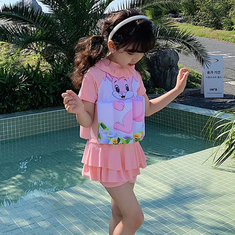 Pink Float Swimsuit for Kids - One-Piece Floating Swimwear for Girls!