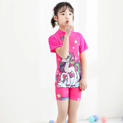 Short Sleeve One-piece Swimsuit for Girls and Boys