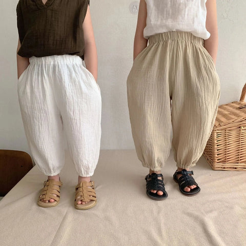 Summer Anti-Mosquito Harem Pants for Kids - Solid Color Loose Casual Trousers