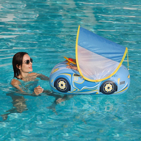 Safety Inflatable Car Swim Float with Canopy - For Safe and Fun Experience! Teeny Pandas