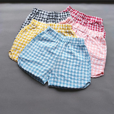 Girls' Plaid Shorts – Trendy Summer Split Shorts for Kids