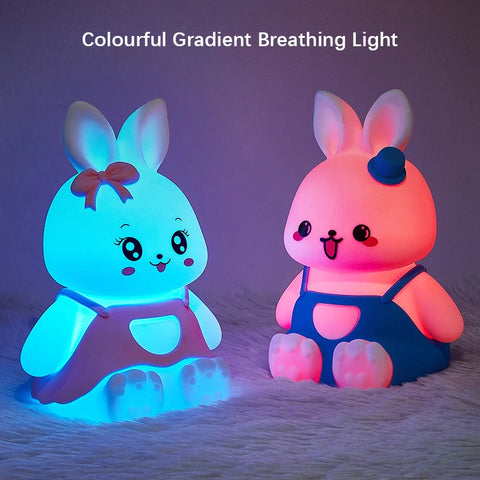 Cute Rabbit Kids Night Lights - 5 Colour Changing LED Silicone Lamp!