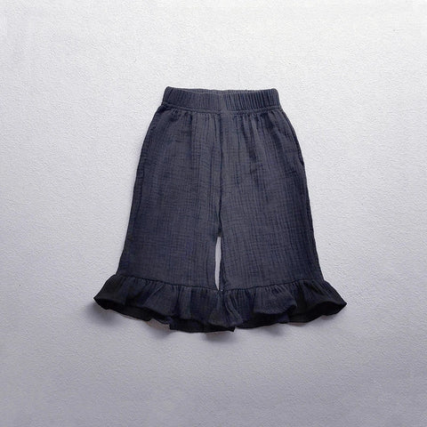 Girls' Cotton Ruffled Flared Pants – Stylish Summer Casual Pants
