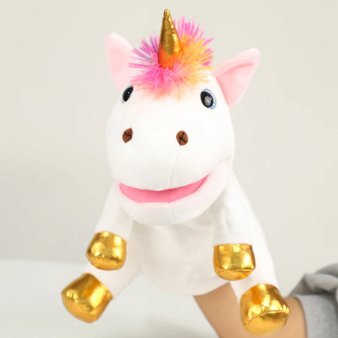 Unicorn Hand Puppet Plush Toy – Moveable Mouth Pony Doll