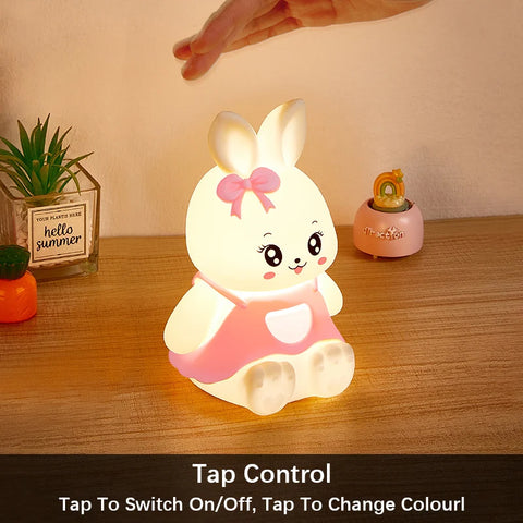 Cute Rabbit Kids Night Lights - 5 Colour Changing LED Silicone Lamp!