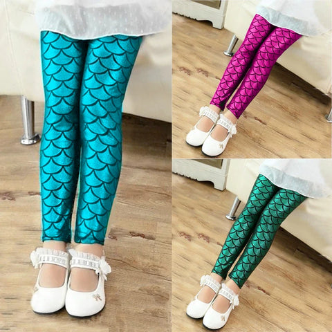 Girls' Colorful Fish Scale Leggings – Stylish Spring & Summer Tights