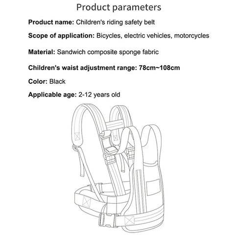 Child Motorcycle Safety Harness with Reflective Design