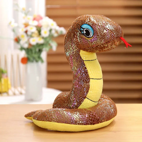 Simulated Sequin Fabric Plush Snake – Multicolour Soft Toy