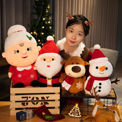 Cute Santa Claus, Snowman, and Elk Plush Toys – Soft Christmas Decor for Kids
