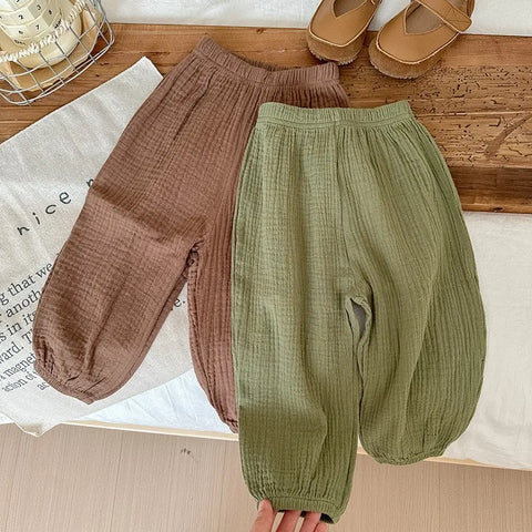 Solid Color Anti-Mosquito Pants for Kids - Summer Casual Bloomers